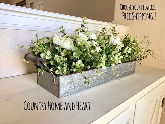 Farmhouse Floral Arrangement, Galvanized Plan...