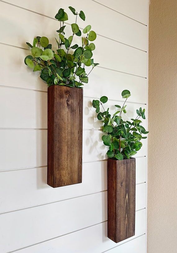 Farmhouse Wood Sconce Set or Single Rustic Wo...