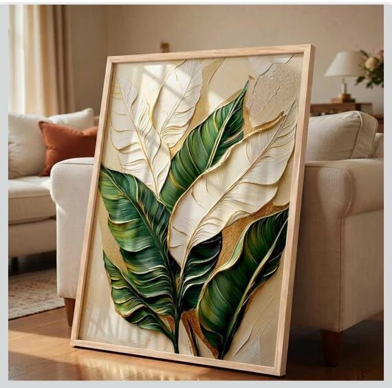Botanical Leaf Art Print | Textured Greenery,...