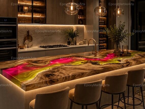 Epoxy River Countertop Natural Wood Live Edge...