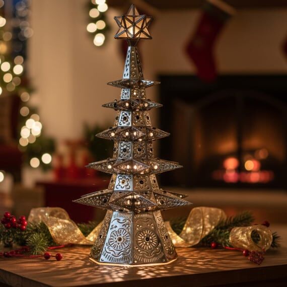 Christmas Tree 34" Mexican Punched Tin L...