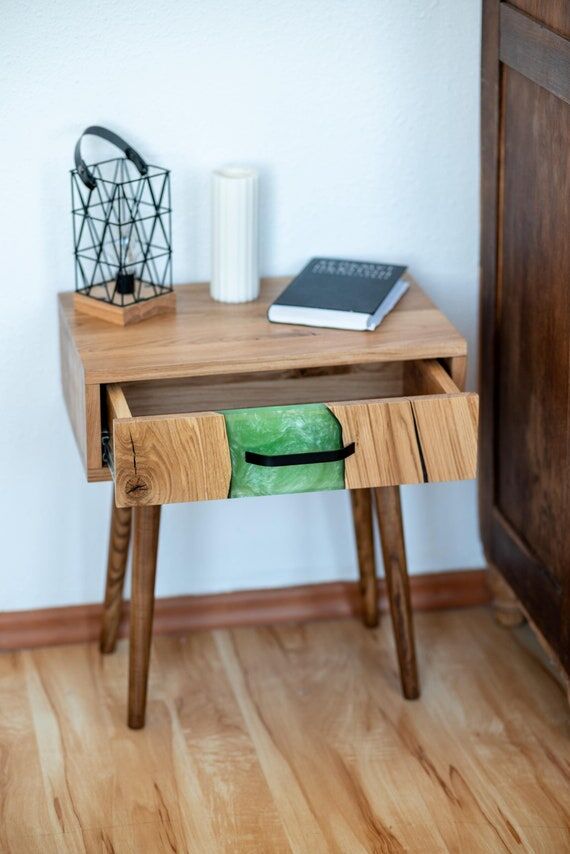 Bedside Table Set of 2, Floating White Oak Ni...