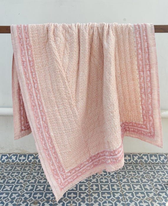 Anokhi Block Printed Cotton Quilt: Reversible...