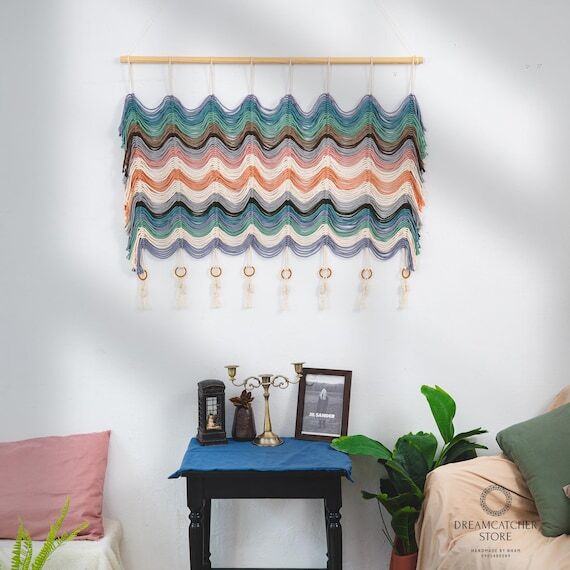 Colorful Macrame Wall Hanging: Modern Farmhou...