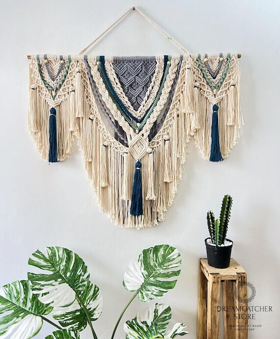 Large Macrame Wall Hanging: Boho Tapestry Wal...