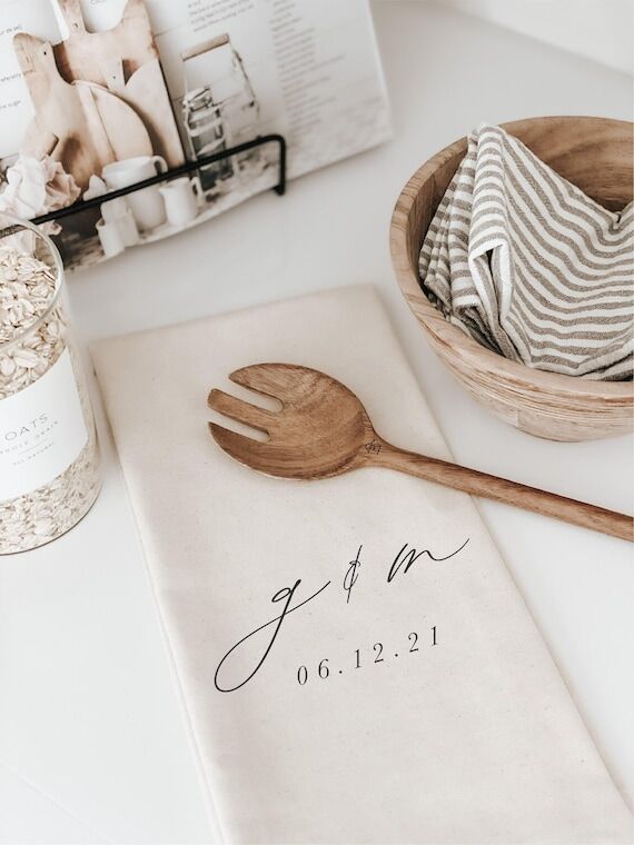 Personalized Tea Towel - Personalized Two Ini...