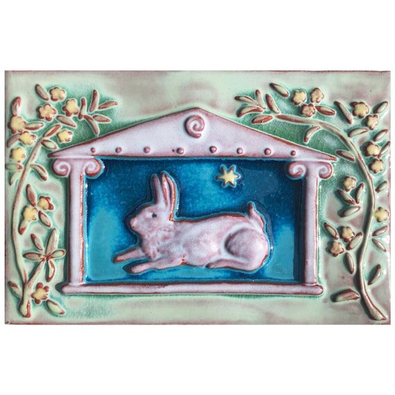 Handmade Ceramic Animal Icons Bunny Tile...