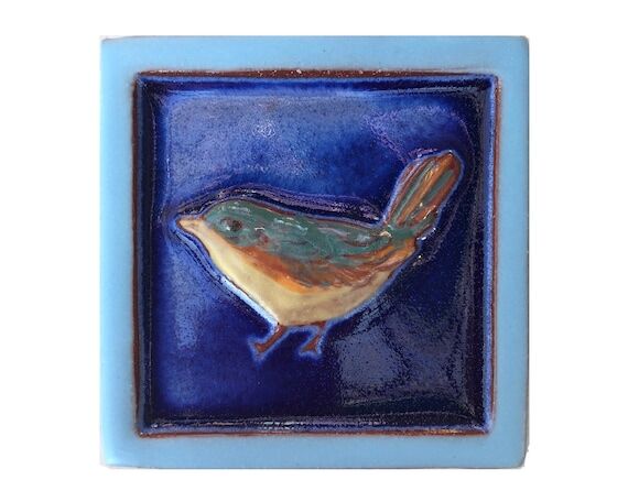 Handmade Wren Tile - Blue...
