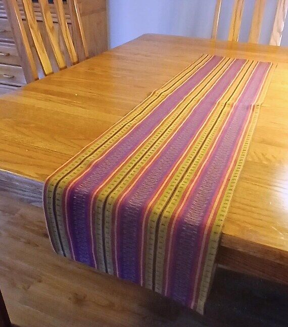 Cotton Table Runner, Purple Gold 100% Cotton ...