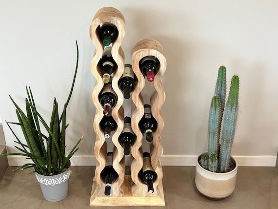 Rustic Wooden Wine Rack, Freestanding 5-15 Bo...