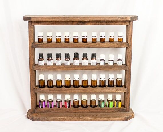 Essential Oil Shelf | Large Wood Wall Organiz...