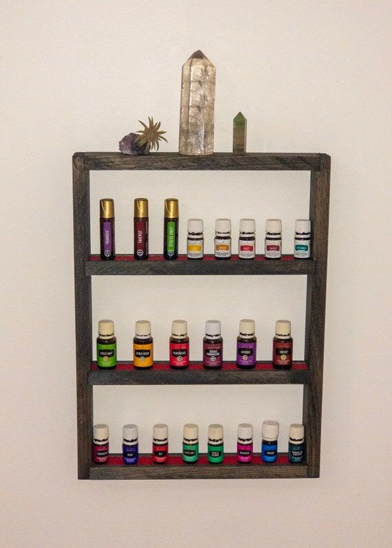 Handmade Essential Oil Shelf, Medium Wood Hol...