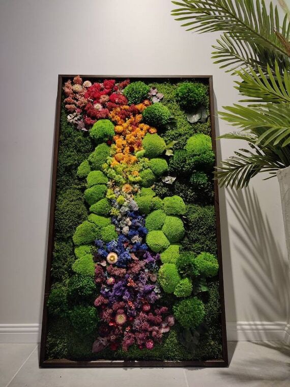 Framed Moss Wall Art: Personalized Rainbow Mo...
