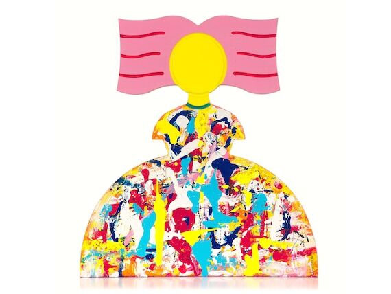 Handmade Pop Art Wood Figurine: Colorful Abst...