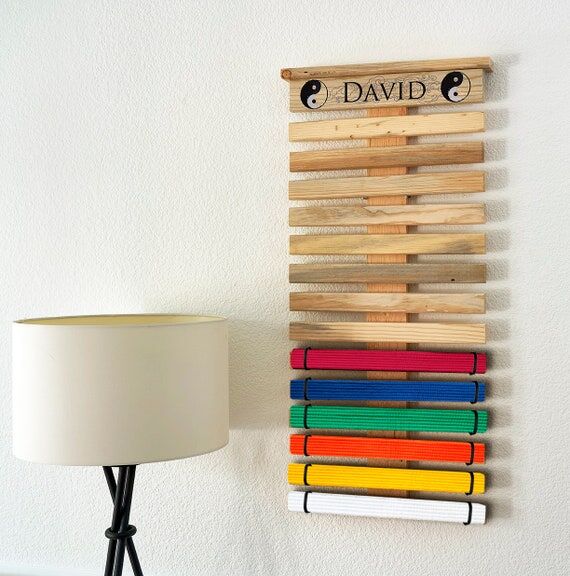 Personalized Martial Arts Belt Rack: Blue Pin...