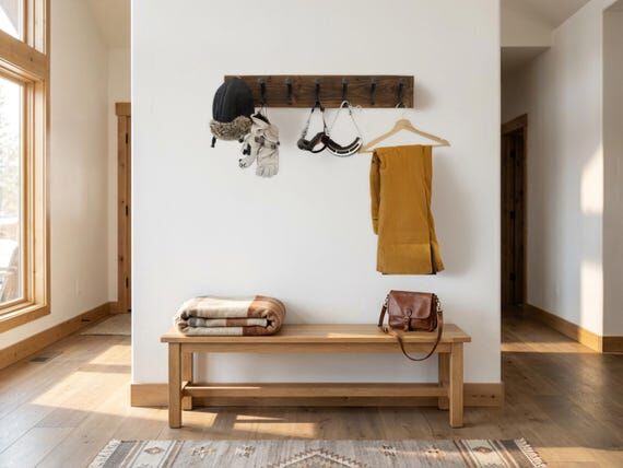 Reclaimed Wood Coat Rack | Distressed Farmhou...
