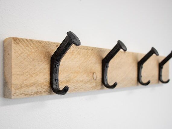 Reclaimed Wood Coat Rack: Railroad Spike Hook...