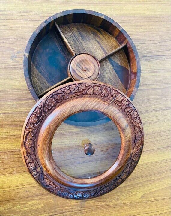 Handmade Sheesham Wood Box, Transparent Lid, ...
