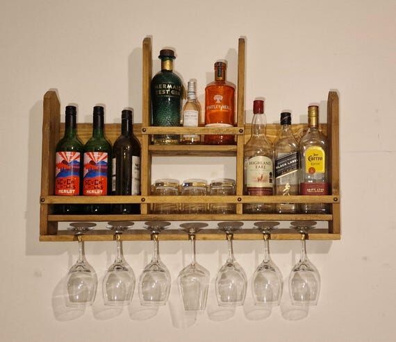 Handmade Wooden Wall Bar | Wall Mounted with ...