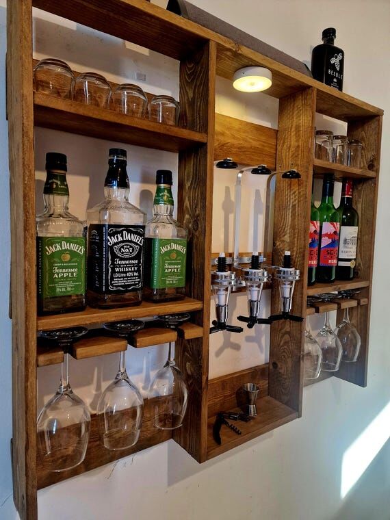Handmade Wooden Home Bar | Wall Mounted with ...