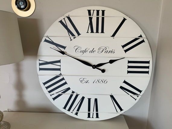 Cafe de Paris White Farmhouse Clock, Slightly...