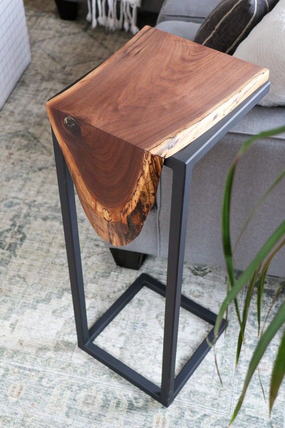 Extra Tall Live Edge Walnut Waterfall C Table...