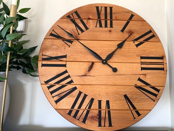 Large Alder Distressed Wall Clock, Wood clock...