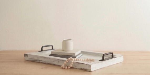 Handmade White Wooden Coffee Table Tray – N...