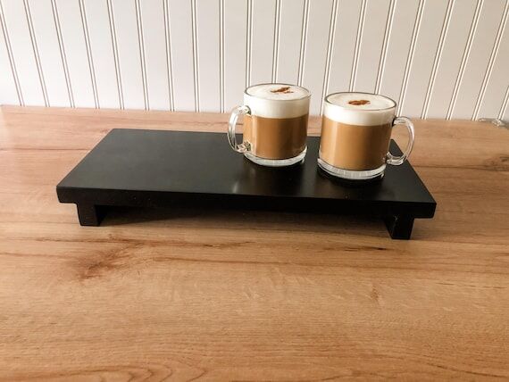 Handmade Black Wood Riser: Modern Coffee Stat...