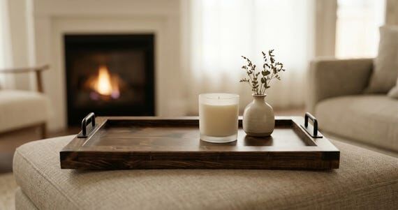 Handmade Serving Tray with Walnut Finish, Rus...