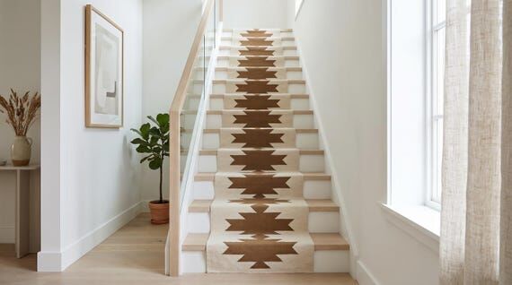 White Wool Stair Runner Rug, Modern Handmade ...