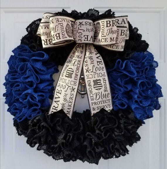 Law Enforcement Burlap Wreath;Police officer ...