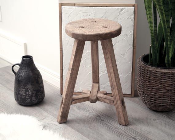A-shape Vintage-style Round Stool | Rustic | ...
