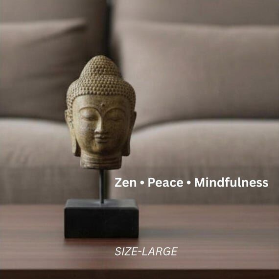 Buddha Head Statue on Stand | Handmade Bali B...