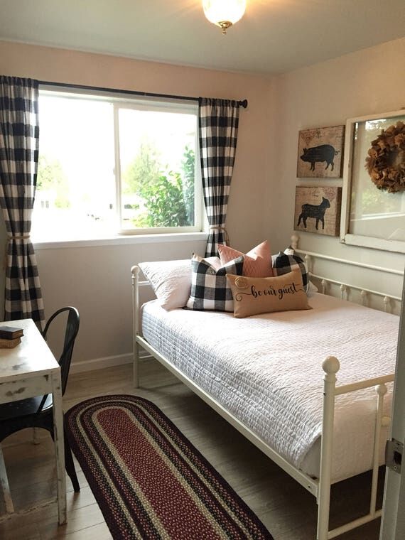 Buffalo Check Plaid Curtain Panels - Black an...