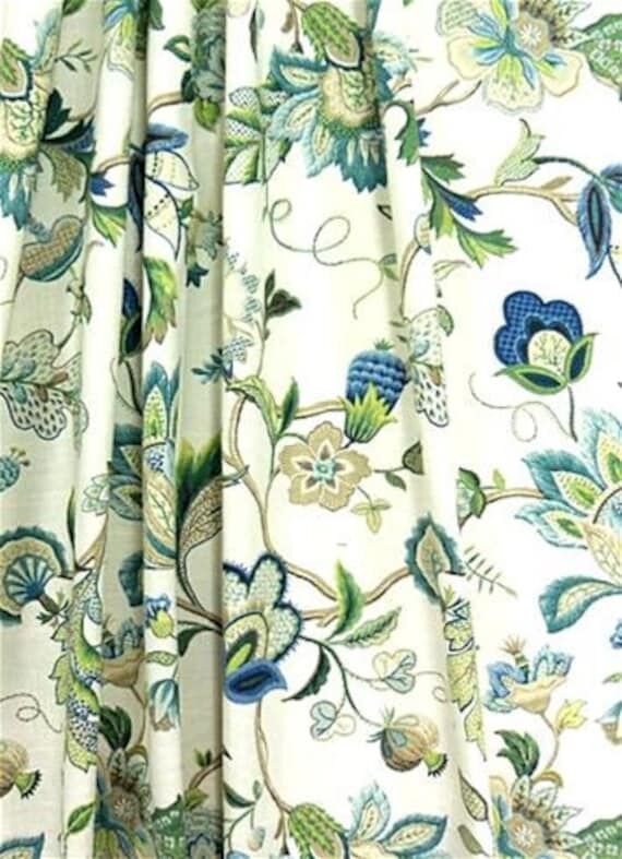 Curtain Panels Brissac Sapphire Navy Aqua Ivo...