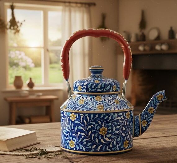 Hand-Painted Indian Tea Kettle | Traditional ...