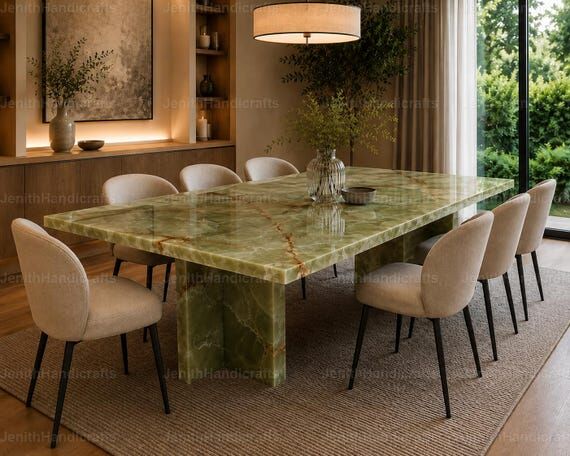 Handmade Green Onyx Rectangular Dining Table ...