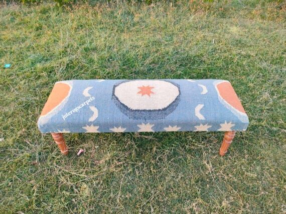 Kilim Bench, Handmade Turkish Boho Entryway B...
