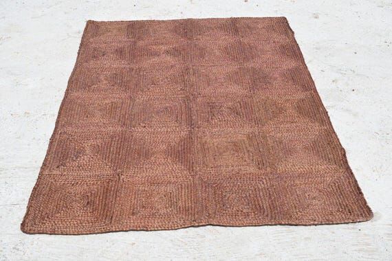 Handwoven Hemp Braided Jute Rug: Indian Kilim...