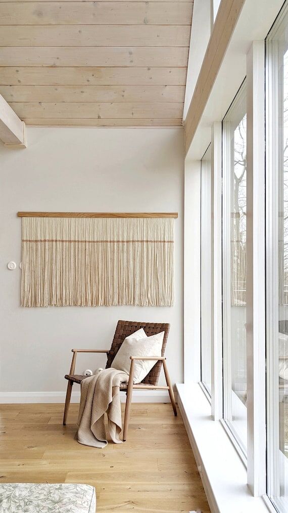 Natural dip dye wall hanging, beige tapestry,...