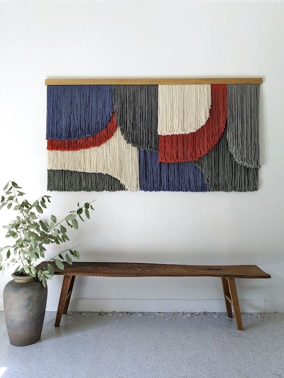 Large Dip Dye Yarn Wall Hanging: Modern Fiber...