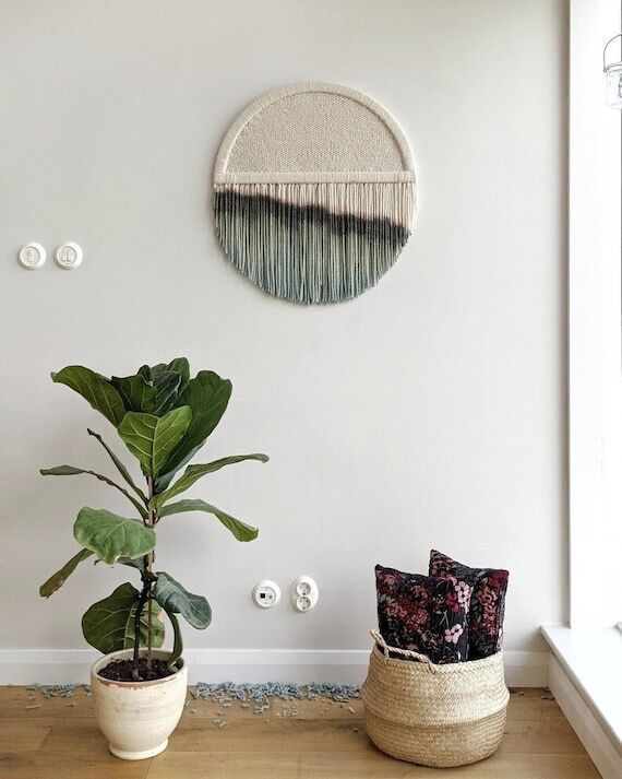 Dip Dye Tapestry: Round Macrame Fiber Art Wal...