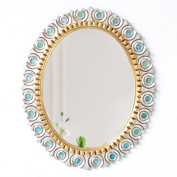 Peruvian Silver Oval mirror for home wall art...