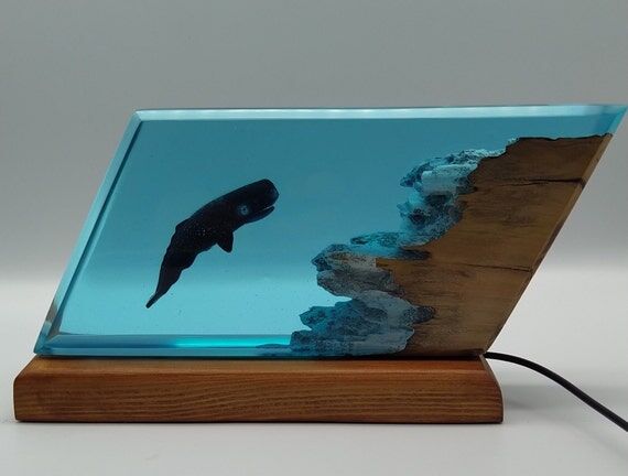Unique Whale Epoxy Night Light, Resin Bedroom...
