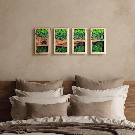 Preserved Moss and Olive Wood Wall Art – Ha...