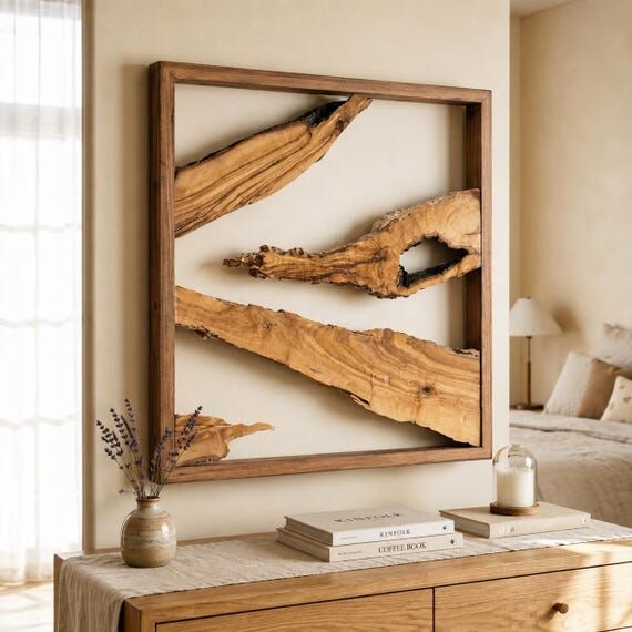 Natural Live Edge Wood Wall Sculpture, Textur...