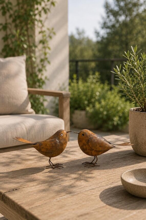 Decorative Metal Bird Statue – Rustic Garde...