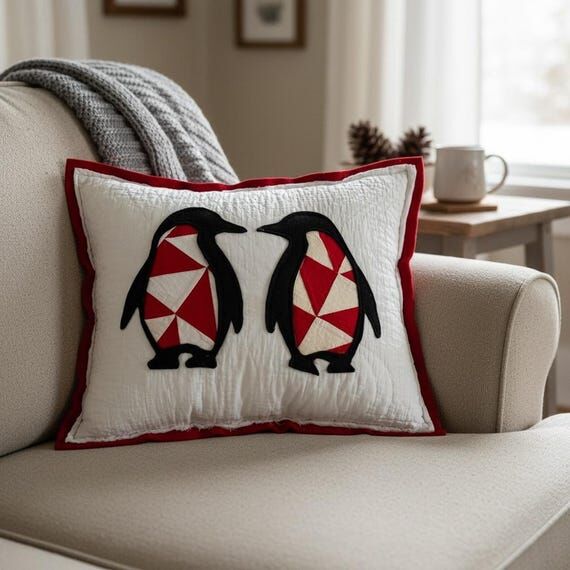 PENGUIN Pillow/Vintage Quilt accents...