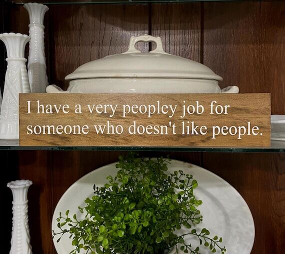 Peopley Job Wooden Desk Sign, Funny Office De...